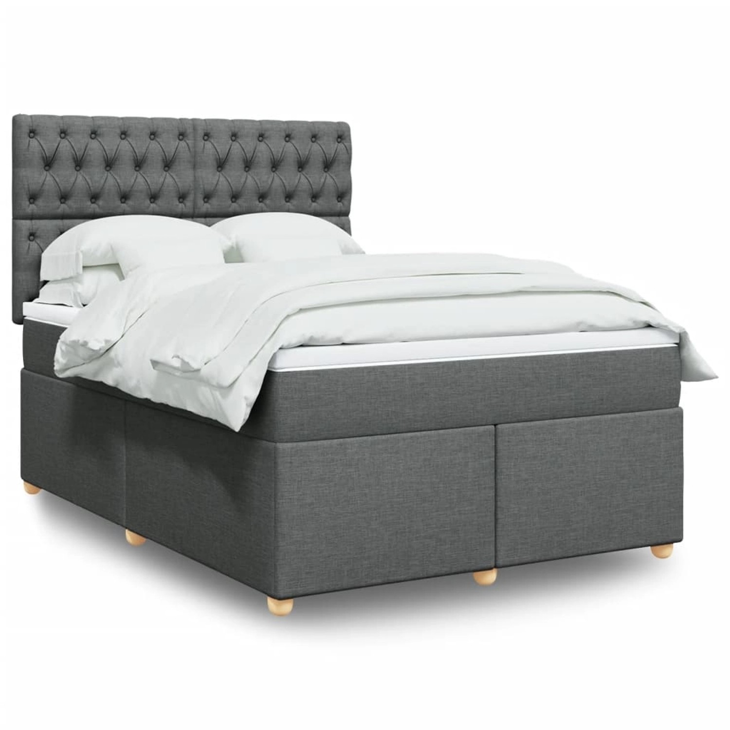 vidaXL Boxspringbett mit Matratze Dunkelgrau 140x200 cm Stoff 3293611 günstig online kaufen