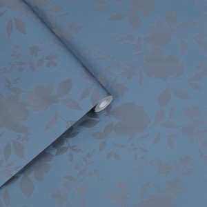 Laura Ashley Vliestapete Westbourne Midnight Blue mit floralem Muster, Rolle.
