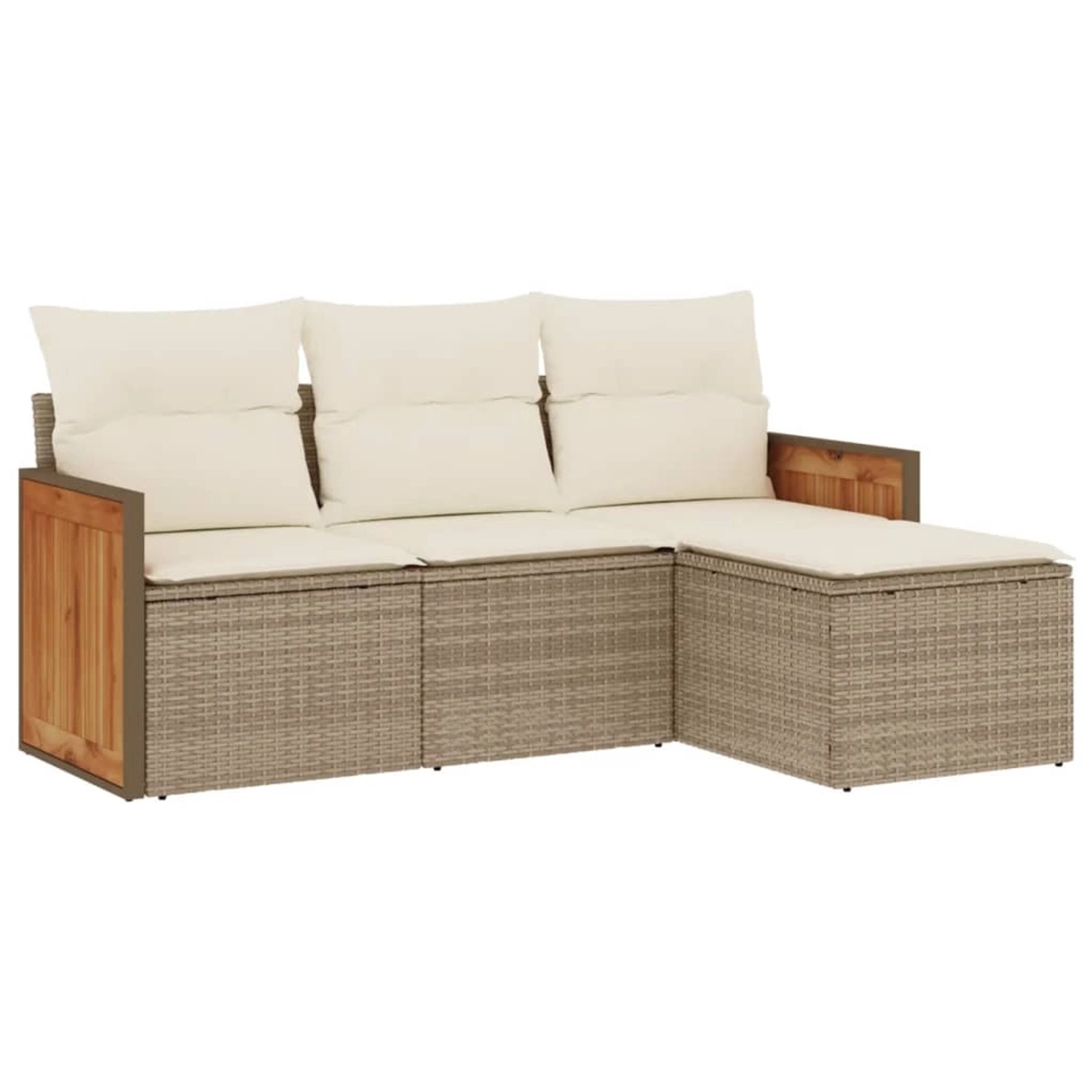 vidaXL 4-Tlg Garten-Sofagarnitur mit Kissen Beige Poly Rattan 3227584 günstig online kaufen