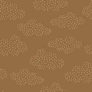 ESTAhome Tapete mit kleinen Wolken in Ockergelb und Beige, perfekt für Kinderzimmer.