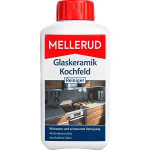 Mellerud Glaskeramik-Kochfeldreiniger 0,5 l Flasche für streifenfreie Sauberkeit.