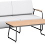 4-tlg. Loungegruppe Woodcliff mit Aluminiumgestell, Eukalyptusholz-Akzenten und grauen Olefin-Kissen.