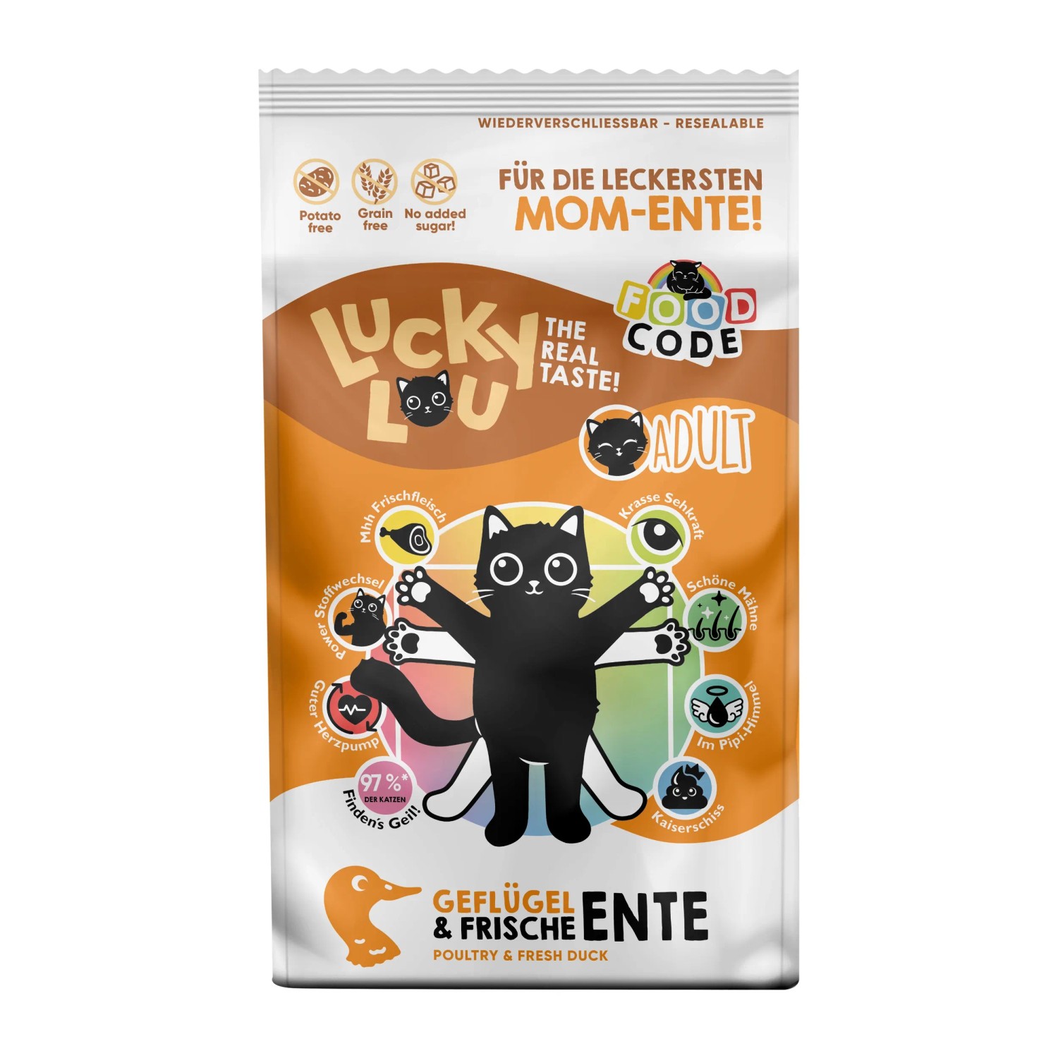 Lucky Lou Katzen-Trockenfutter Adult Geflügel & Ente 1,7 kg