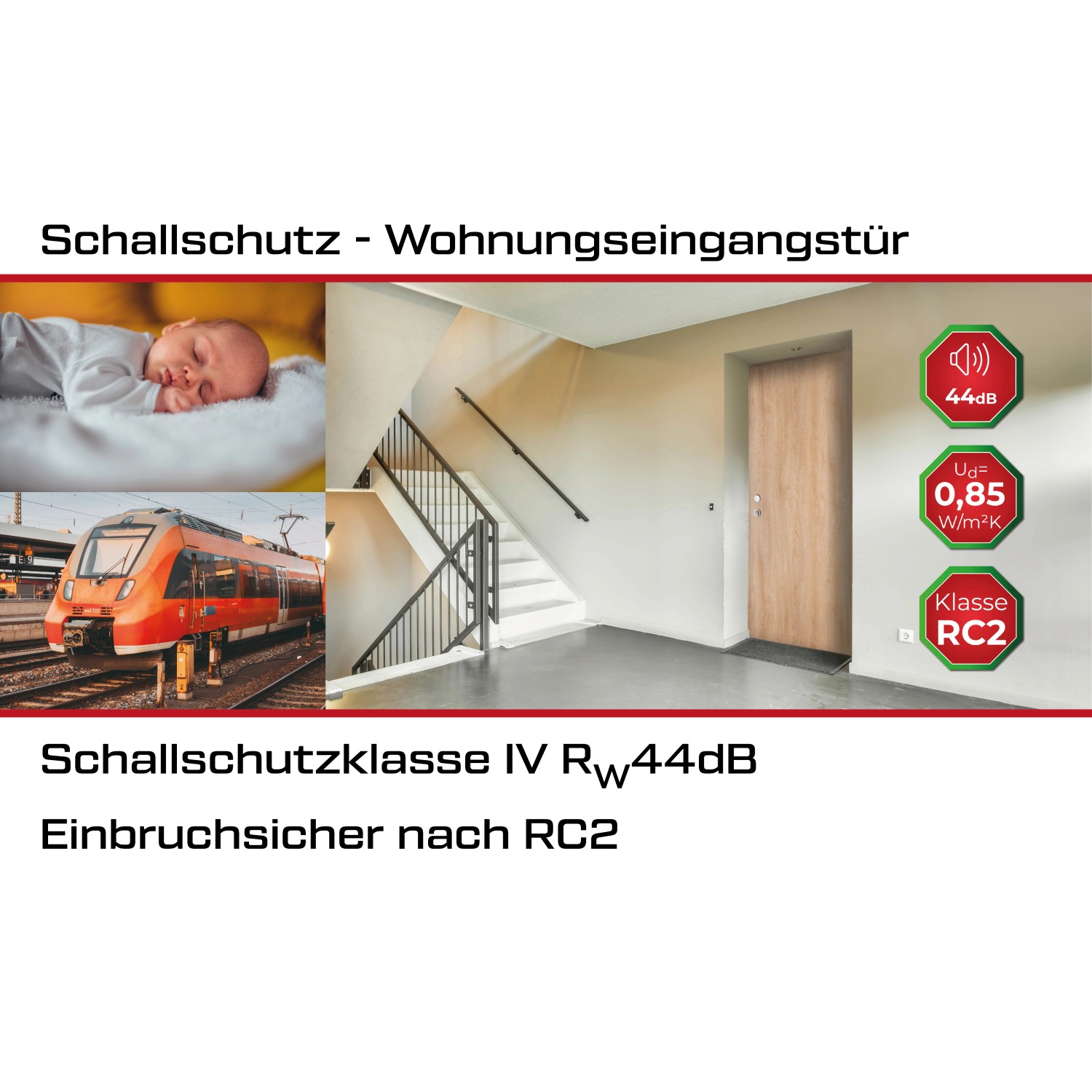 Splendoor Wohnungseingangstür BARI ACOUSTIC RC2 Anthrazit: Schallschutz, Sicherheit, Wärmedämmung.