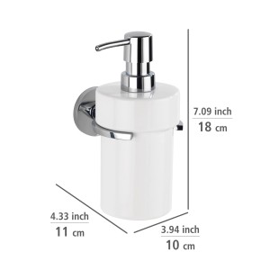 Wenko Isera Seifenspender, 360ml, silber glänzend, zur Wandmontage im Bad.