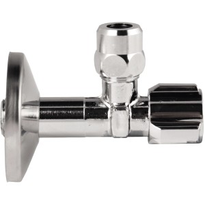 Schell Eckventil, 16,66 mm (G 3/8), Messing verchromt, mit Rosette.