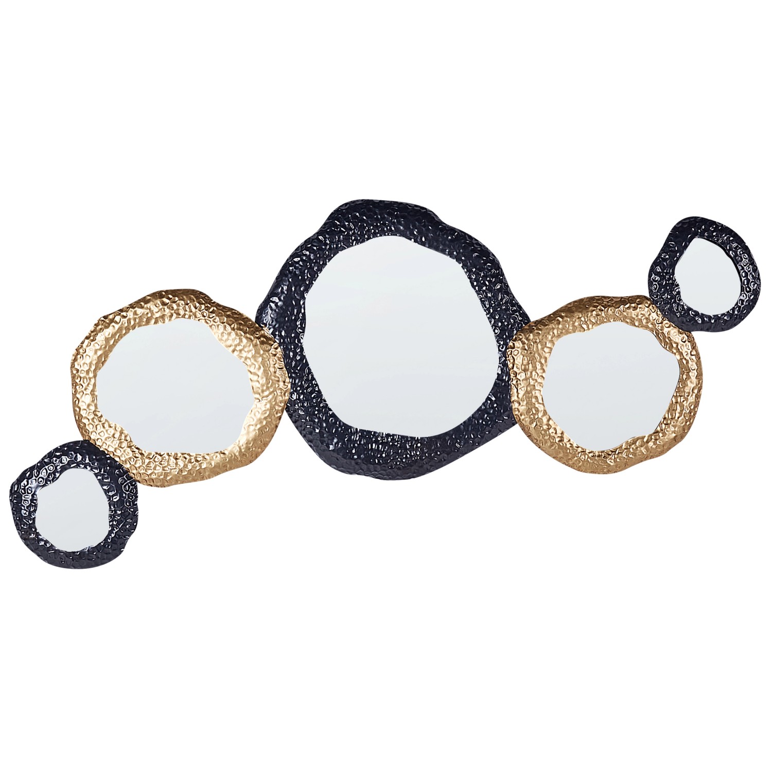 Beliani Dekospiegel CHARNY Gold Schwarz 3x109x44