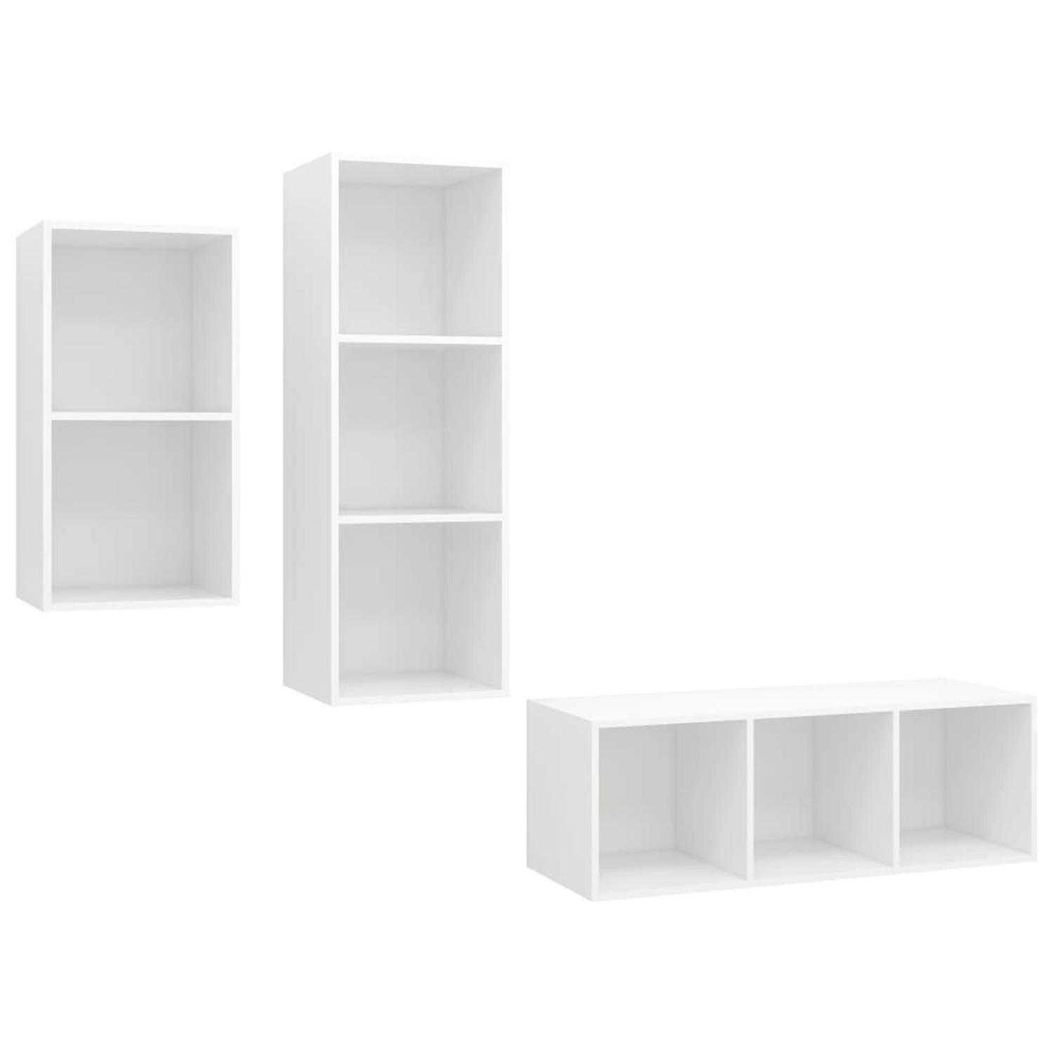 vidaXL 3-Tlg TV-Schrank-Set Weiß Holzwerkstoff 3079628