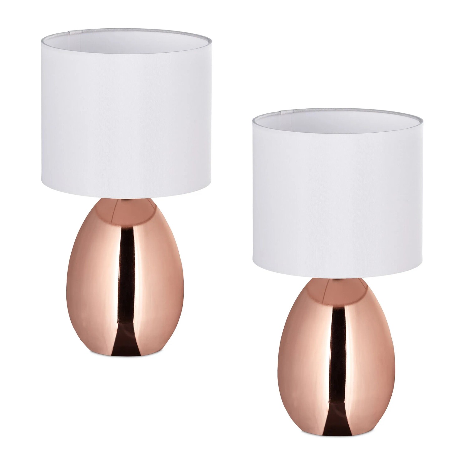 Relaxdays Nachttischlampe 2er Set Stahl Kupfer mit Schalter 33,5 cm x 18 cm
