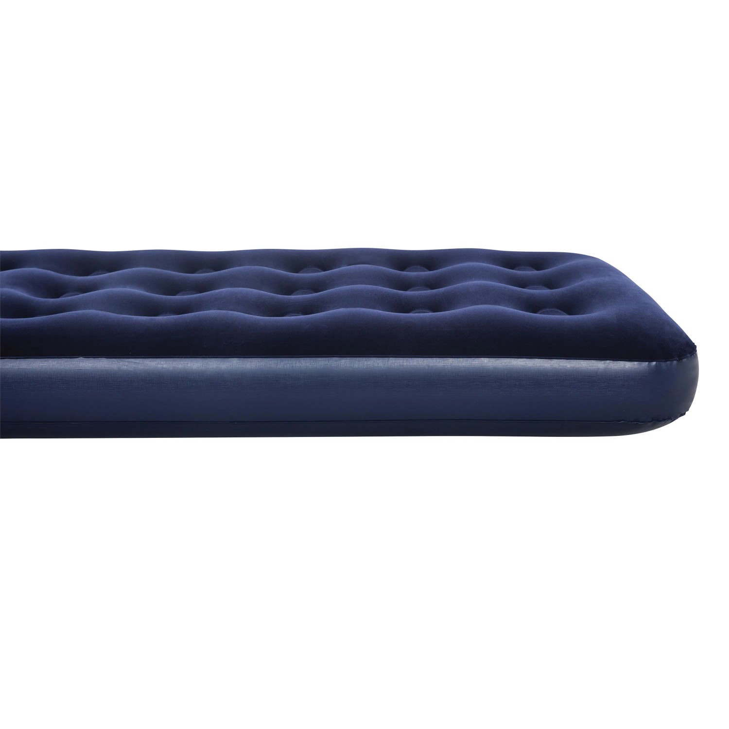 Aufgepumptes Single-Luftbett (185x76x22cm) in Dunkelblau für Camping & Freizeit.