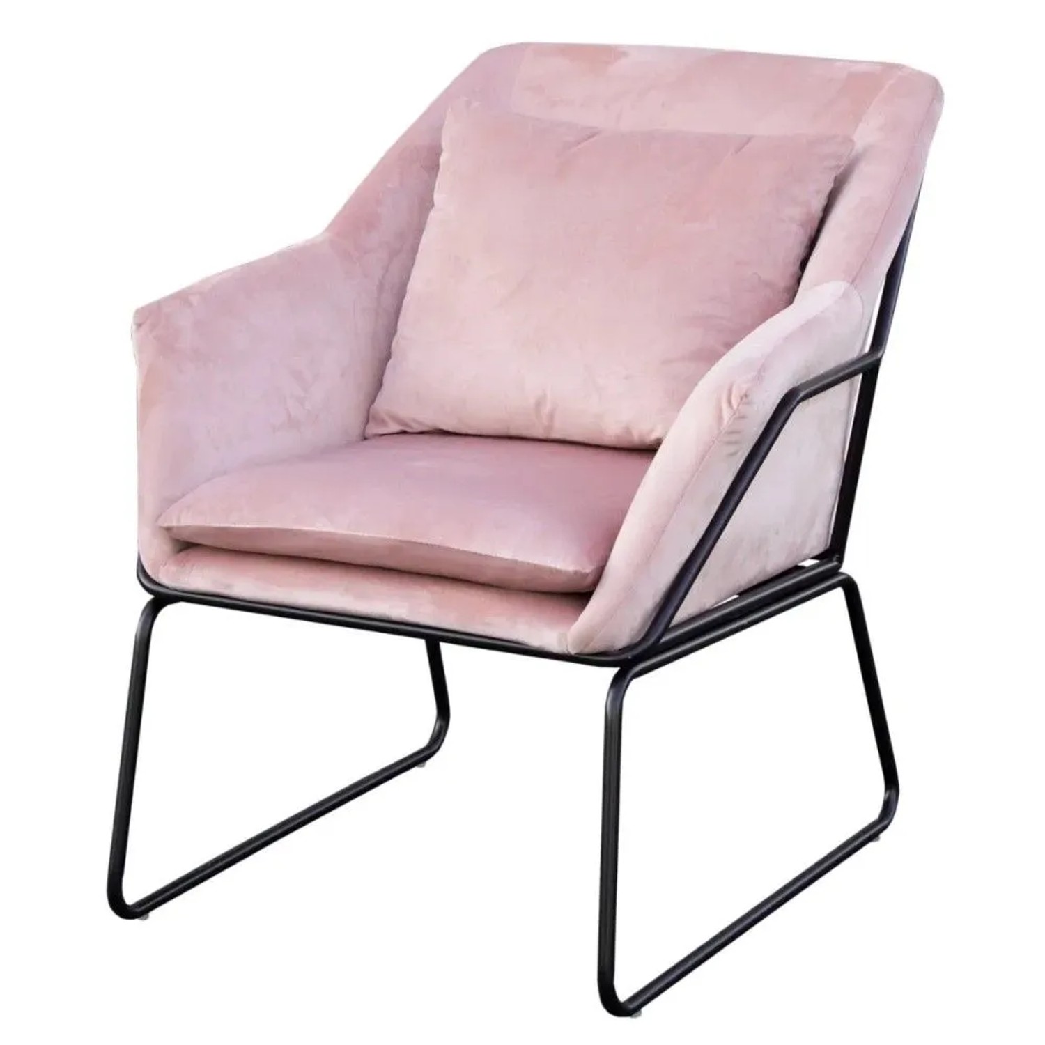 Svita Josie Loungesessel Gepolstert Mit Armlehne Metallgestell Samtbezug Rosa