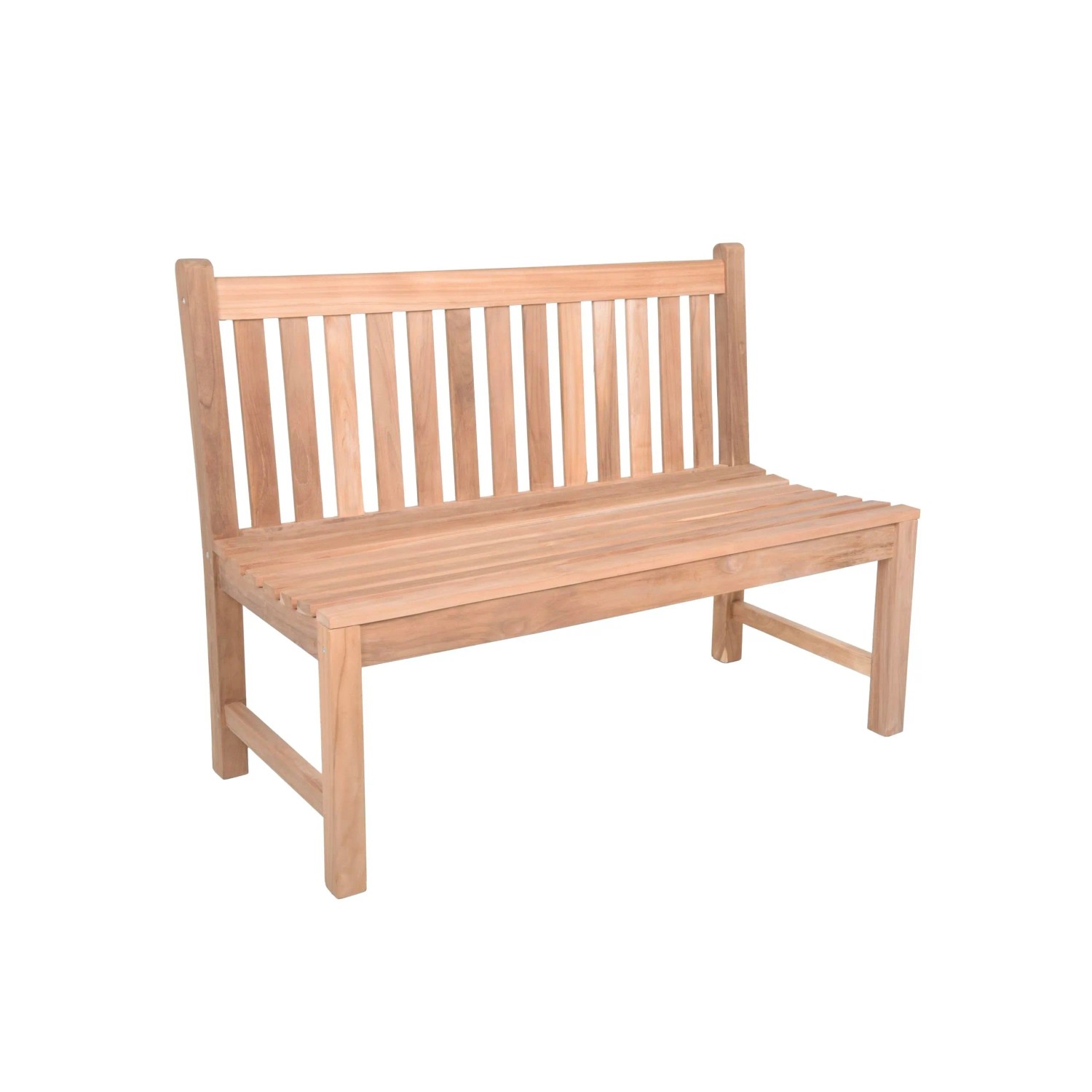 DELUKE Gartenbank OMAR 2-Sitzer Ohne Armlehnen 120cm Breit Teak Hellbraun Terrassenbank Wetterfest Sitzbank Outdoor Bank