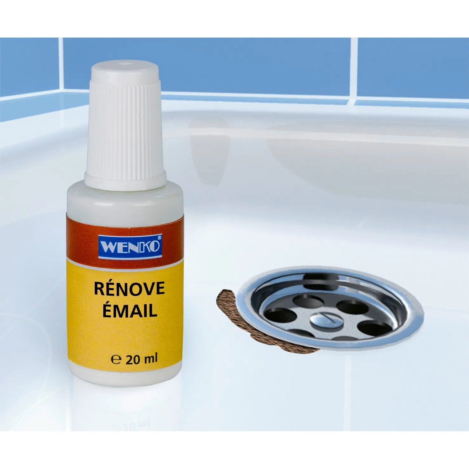 Wenko Emaille-Fix Lack 20ml zur Ausbesserung von Emaille-Schäden im Bad.