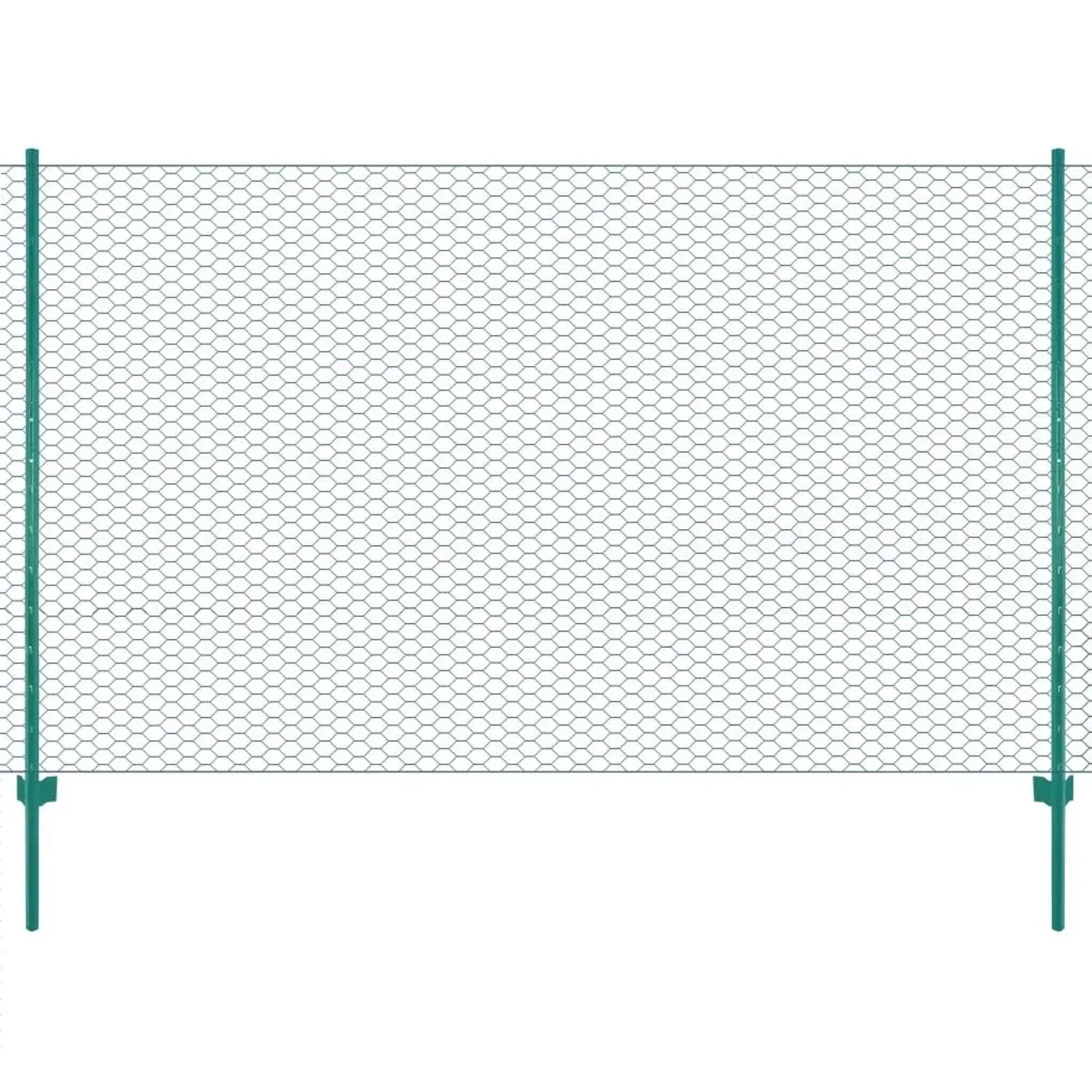 vidaXL Maschendrahtzaun mit Pfosten Stahl 25 x 1,5 m Grün 144606