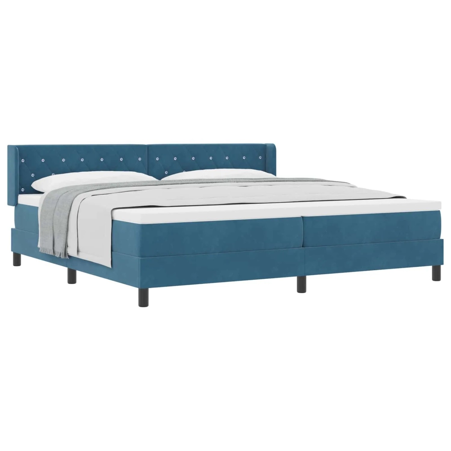vidaXL Boxspringbett mit Matratze Dunkelblau 200 x 200 cm Polyester 3341436