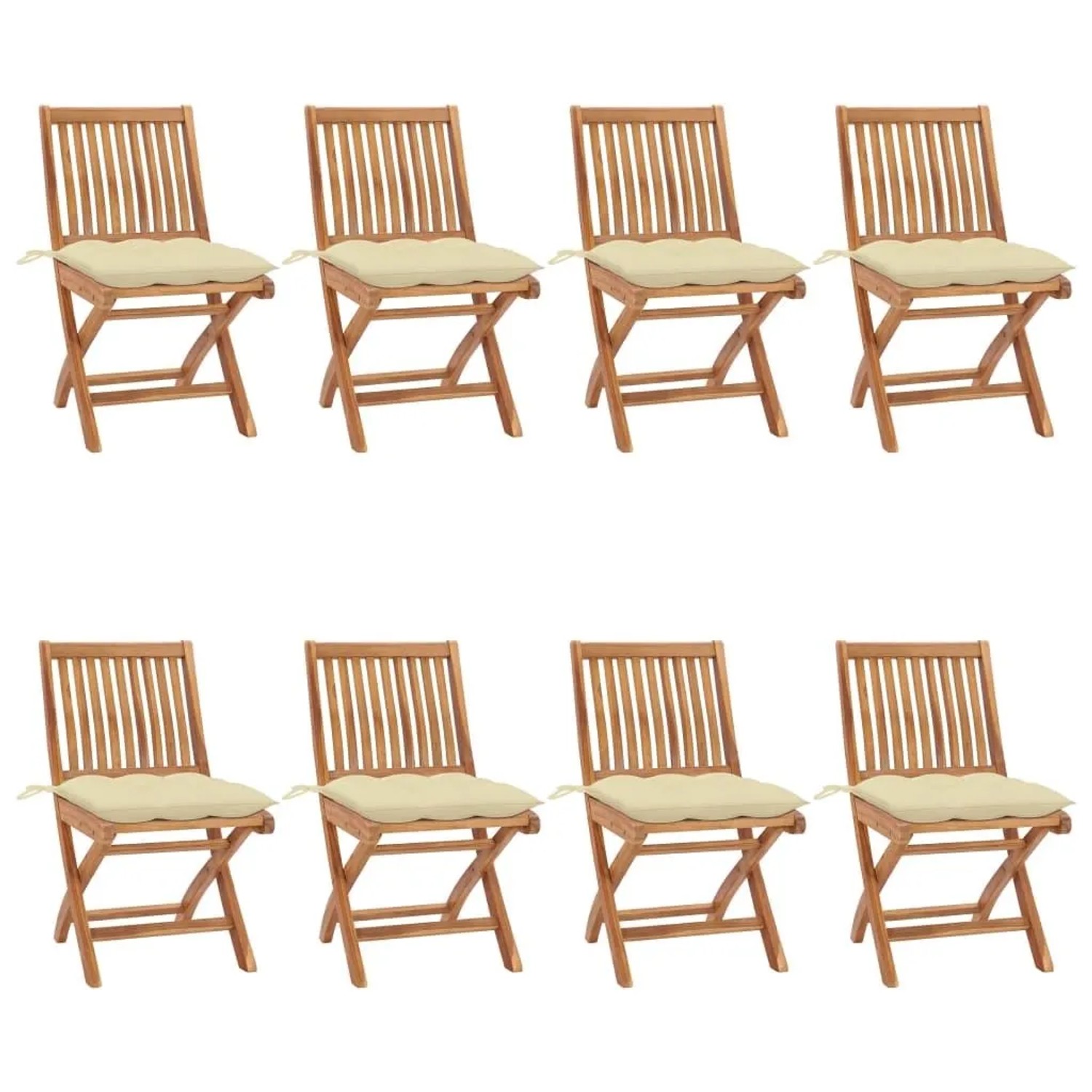 vidaXL Klappbare Gartenstühle mit Kissen 8 Stk Massivholz Teak 3072878 günstig online kaufen