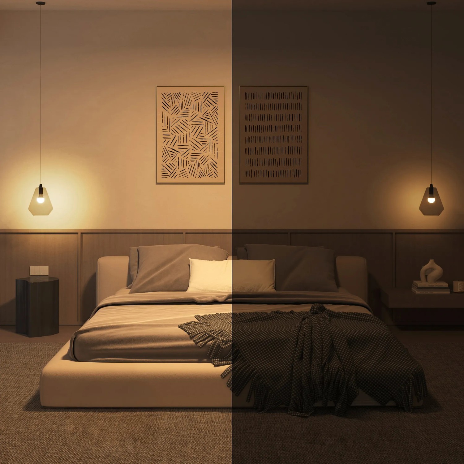Philips Hue E27 Lampe in Glühlampenform, die warmweißes Licht spendet und per App steuerbar ist.