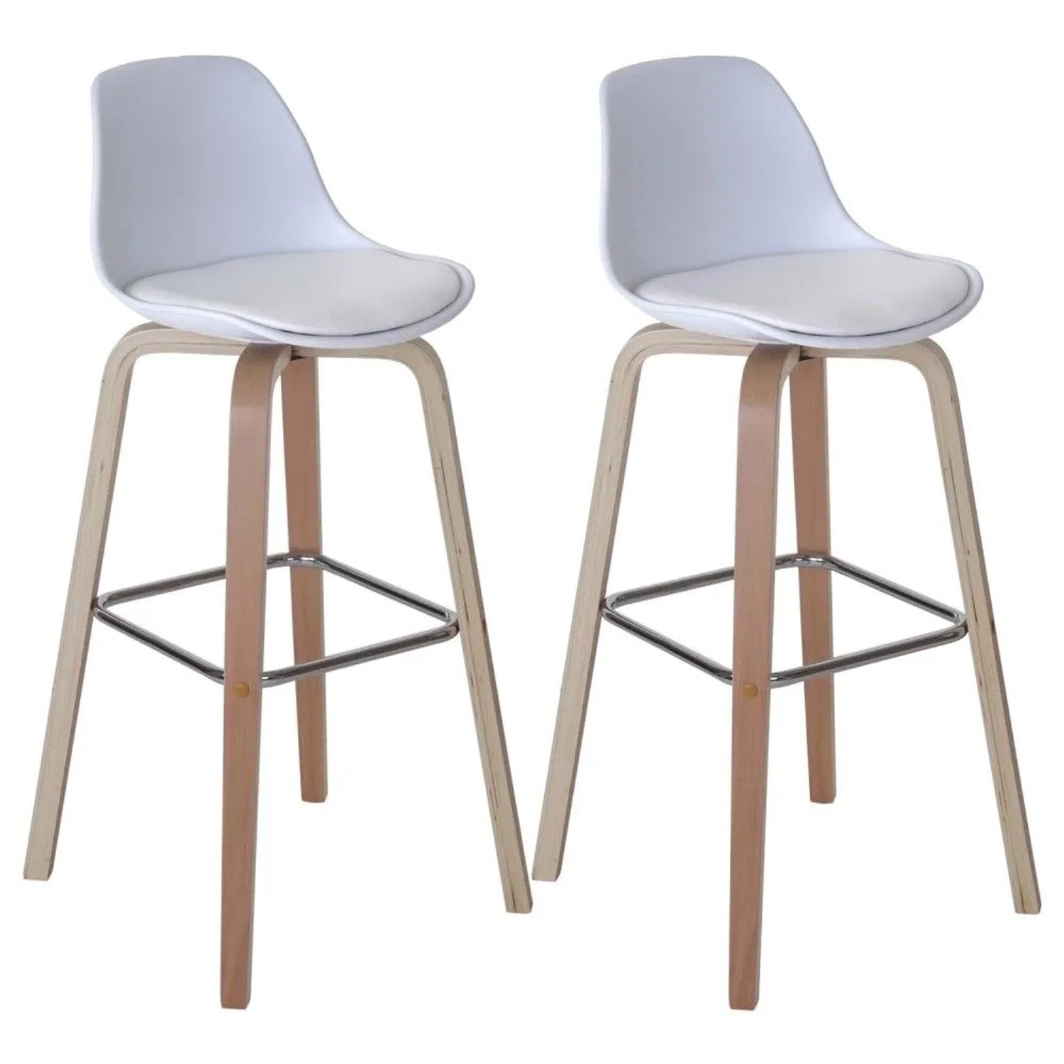 MCW Barhocker A89 2er-Set Kunstleder Weiß