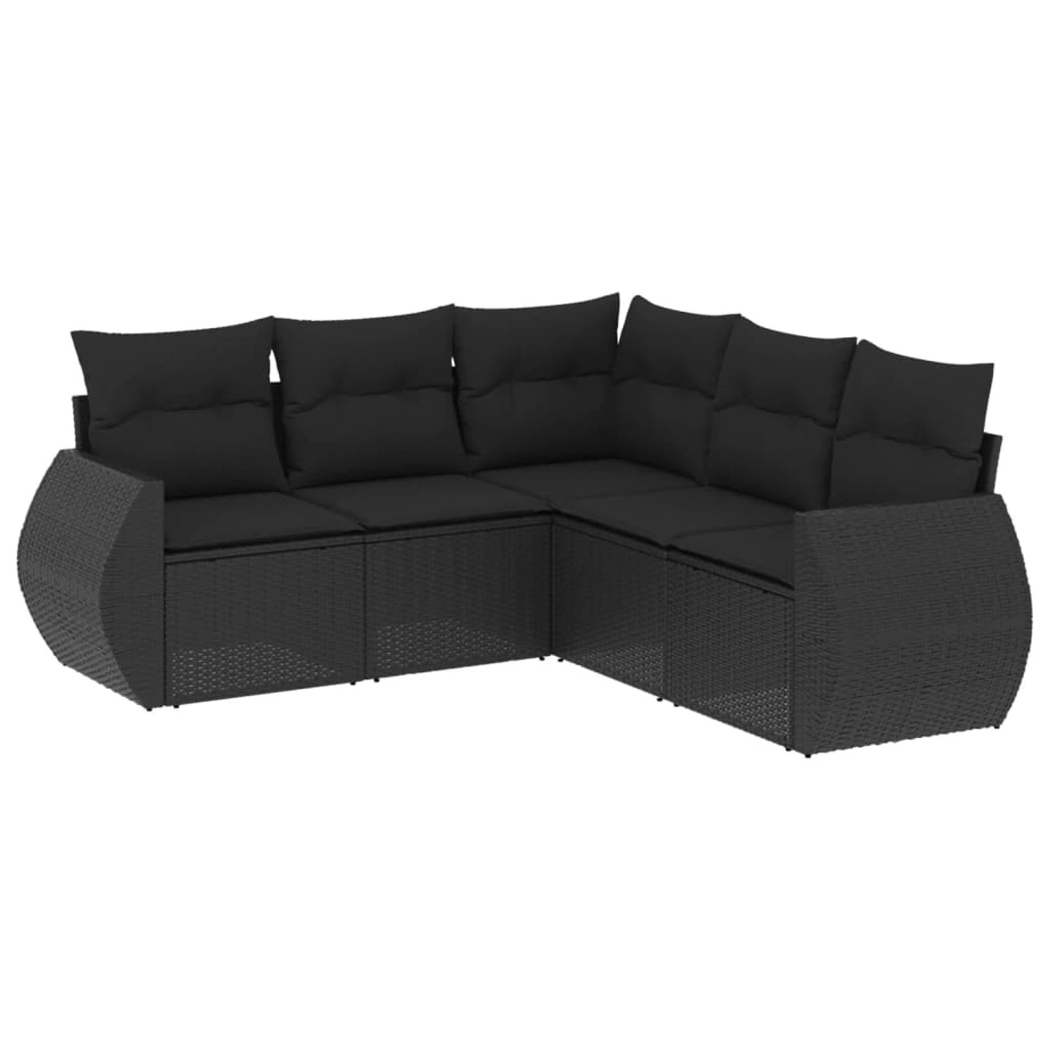 vidaXL 5-Tlg Garten-Sofagarnitur mit Kissen Schwarz Poly Rattan 3221344 günstig online kaufen