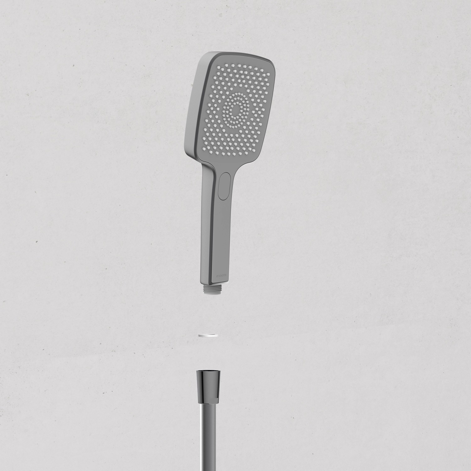 Schütte Handbrause Hawaii eckig, graphit matt, mit Brauseschlauchanschluss und Strahlartenumstellung.