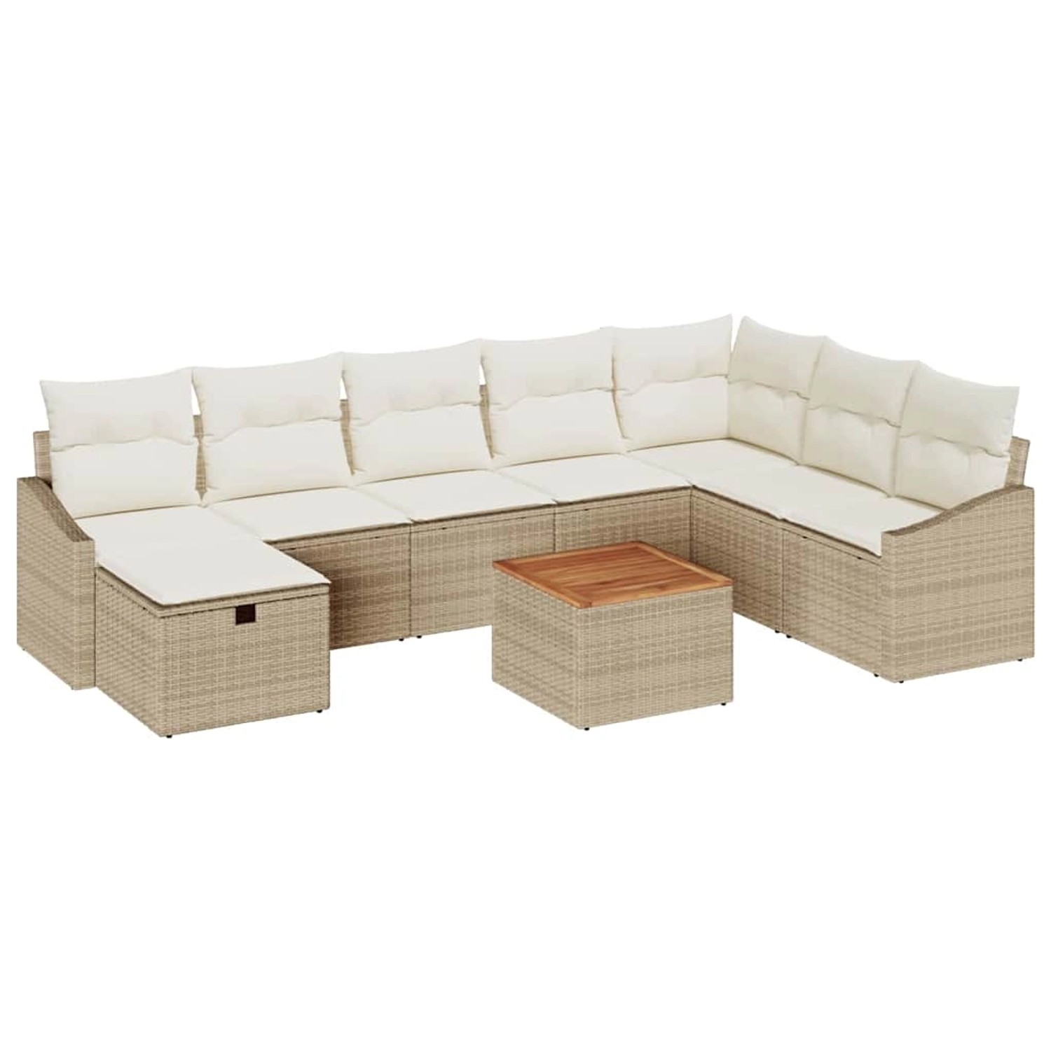 vidaXL Garten-Sofa-Set mit Kissen mit Speicher 9-Tlg Beige Poly Rattan 3360 günstig online kaufen
