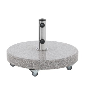 Doppler Expert Click-It Granitsockel 70 kg mit Rollen und Edelstahlrohr für Sonnenschirme.