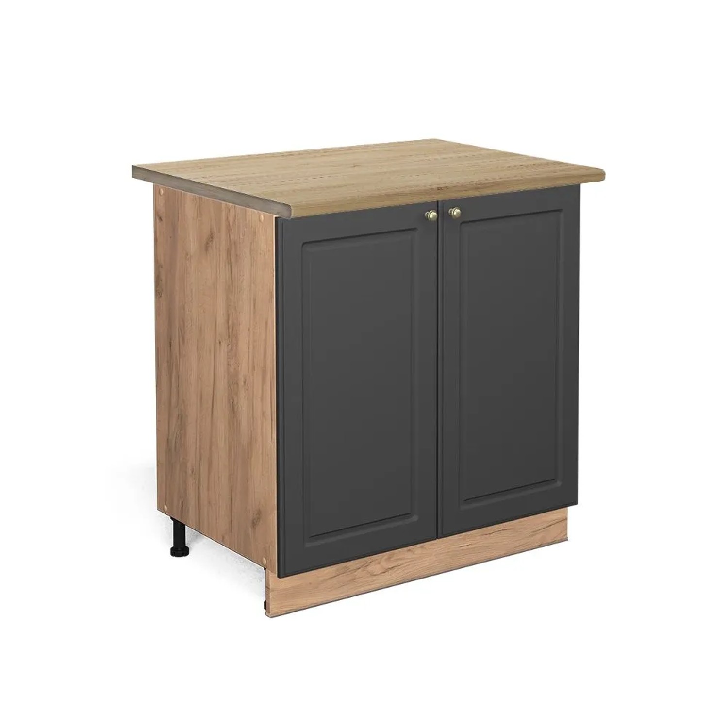 Vicco Küchenunterschrank Fame-Line Anthrazit-Gold 80 x 82 mit Regal AP Eiche