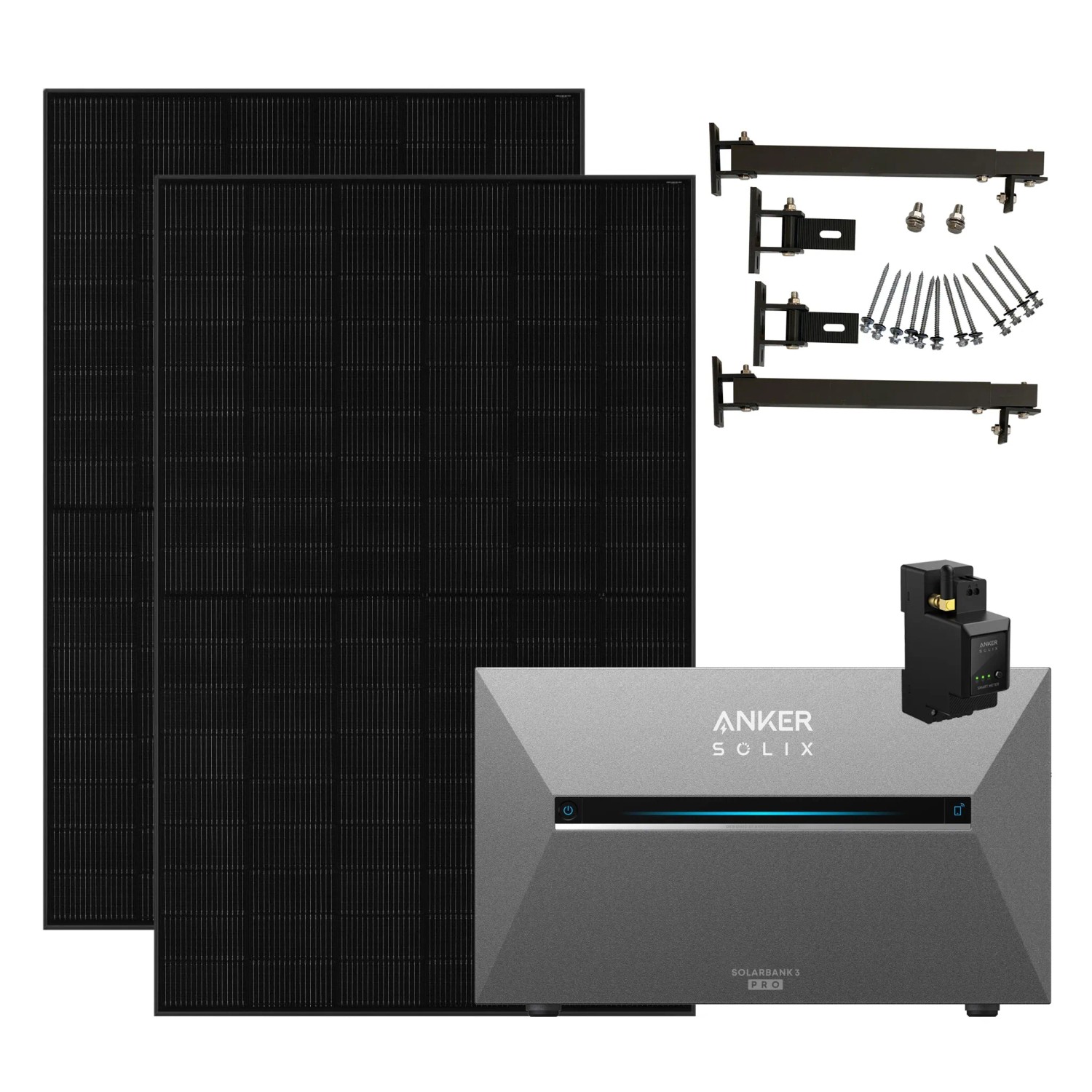 Anker SOLIX 3 Pro 910W Balkonkraftwerk mit 2×455W Modulen, Smart Meter, IP65 mit Halterung für Flachdach