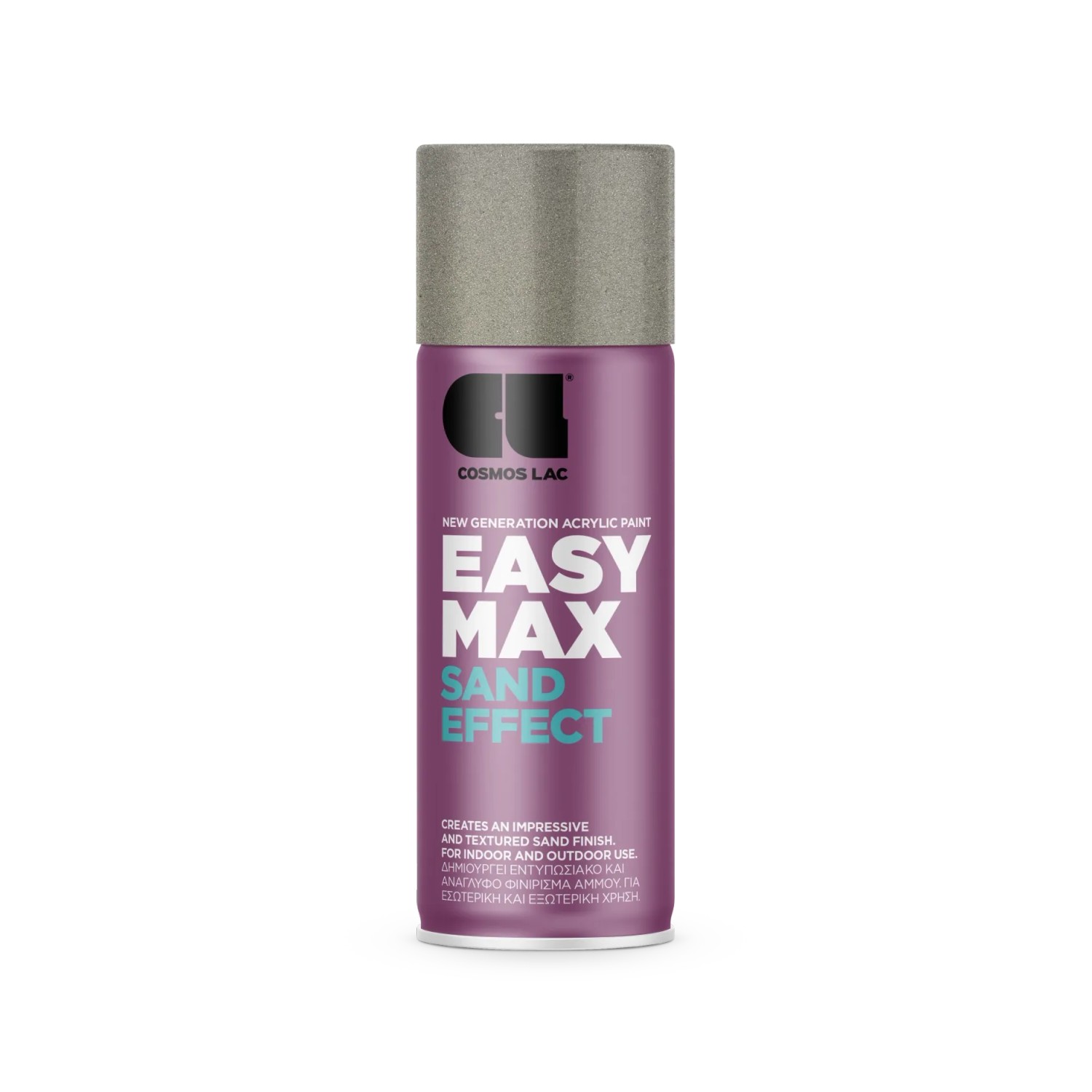 COSMOS LAC Sand Effekt Spray Sprühfarbe mit Sand Optik Acryllack Matt Grau