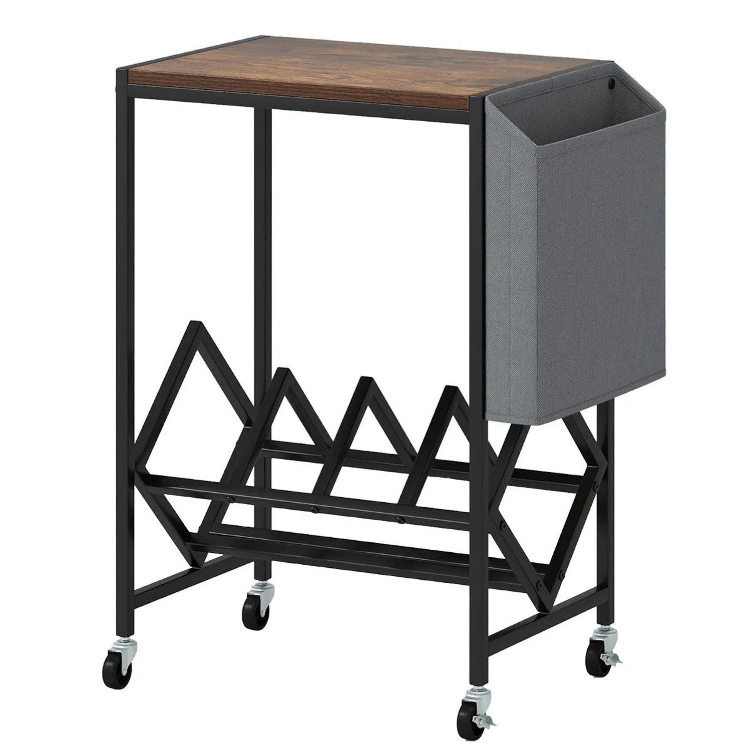Costway Plattenspieler Regal mit Feststellbaren Rollen Braun