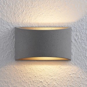 Lindby Beton Wandleuchte Wandlampe Innen Edvin 9624682 Modern in Alu aus Beton 1-flammig G9 Wohnzimmerleuchte