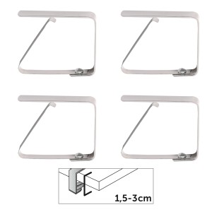 Venilia Tischtuchklammern Inox, 4er-Set, für Tischdeckenbefestigung.