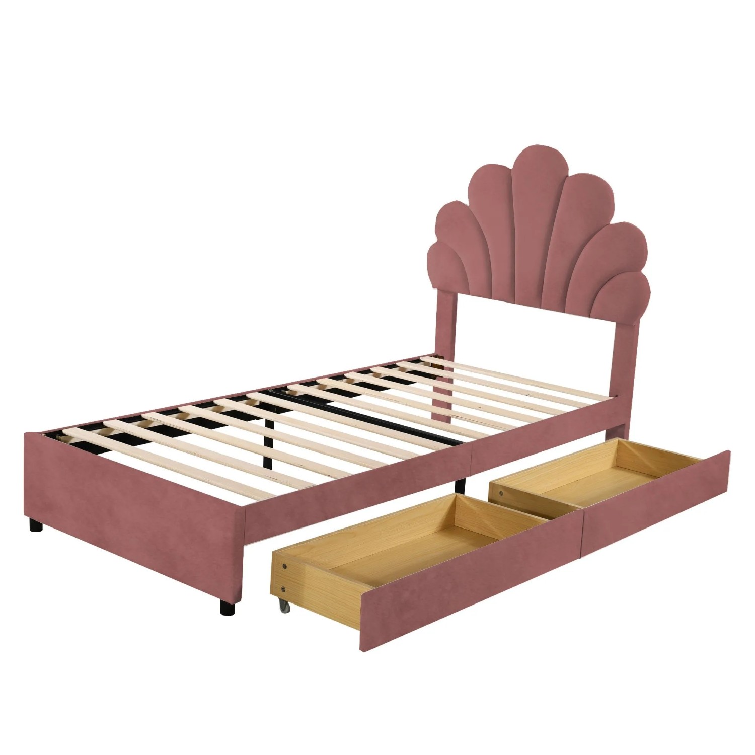 okwish Polsterbett 90×200 Kinderbett mit 2 Ablagefächern ohne Matratze