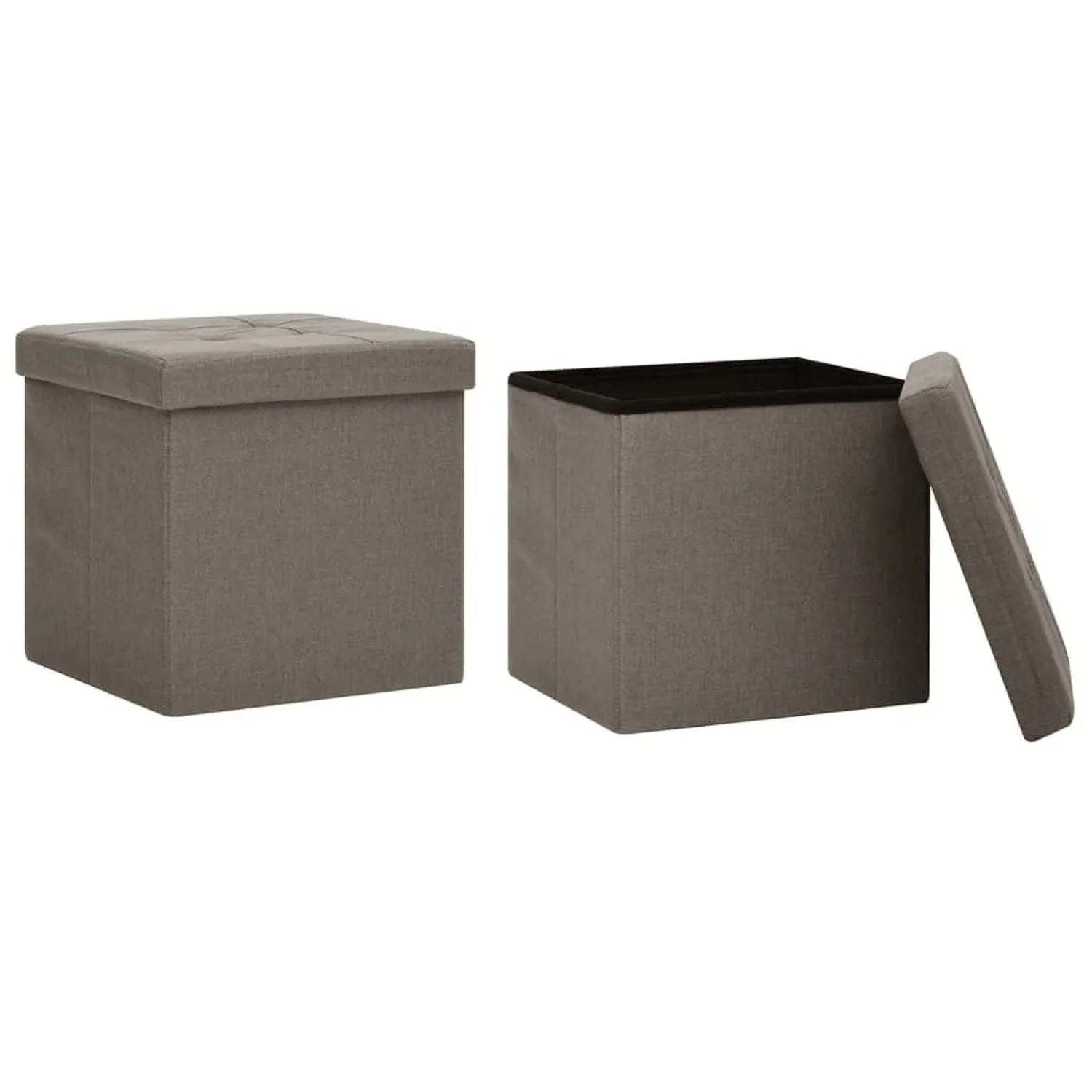vidaXL Hocker mit Stauraum 2 Stk Taupe Leinenoptik 338778