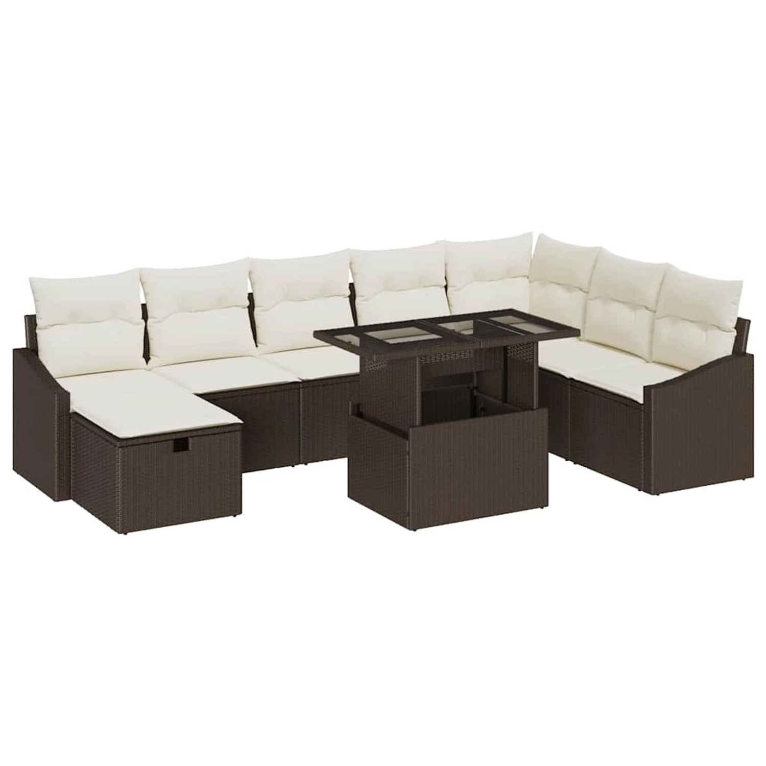 vidaXL Garten-Sofa-Set Höhenverstellbar 9-Tlg Braun Poly Rattan 3361187 günstig online kaufen