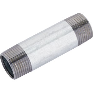 Verzinkter Rohrdoppelnippel, 33,3 mm (R 1), 100 mm, mit Außengewinde für Pumpen und Hauswasserwerke.