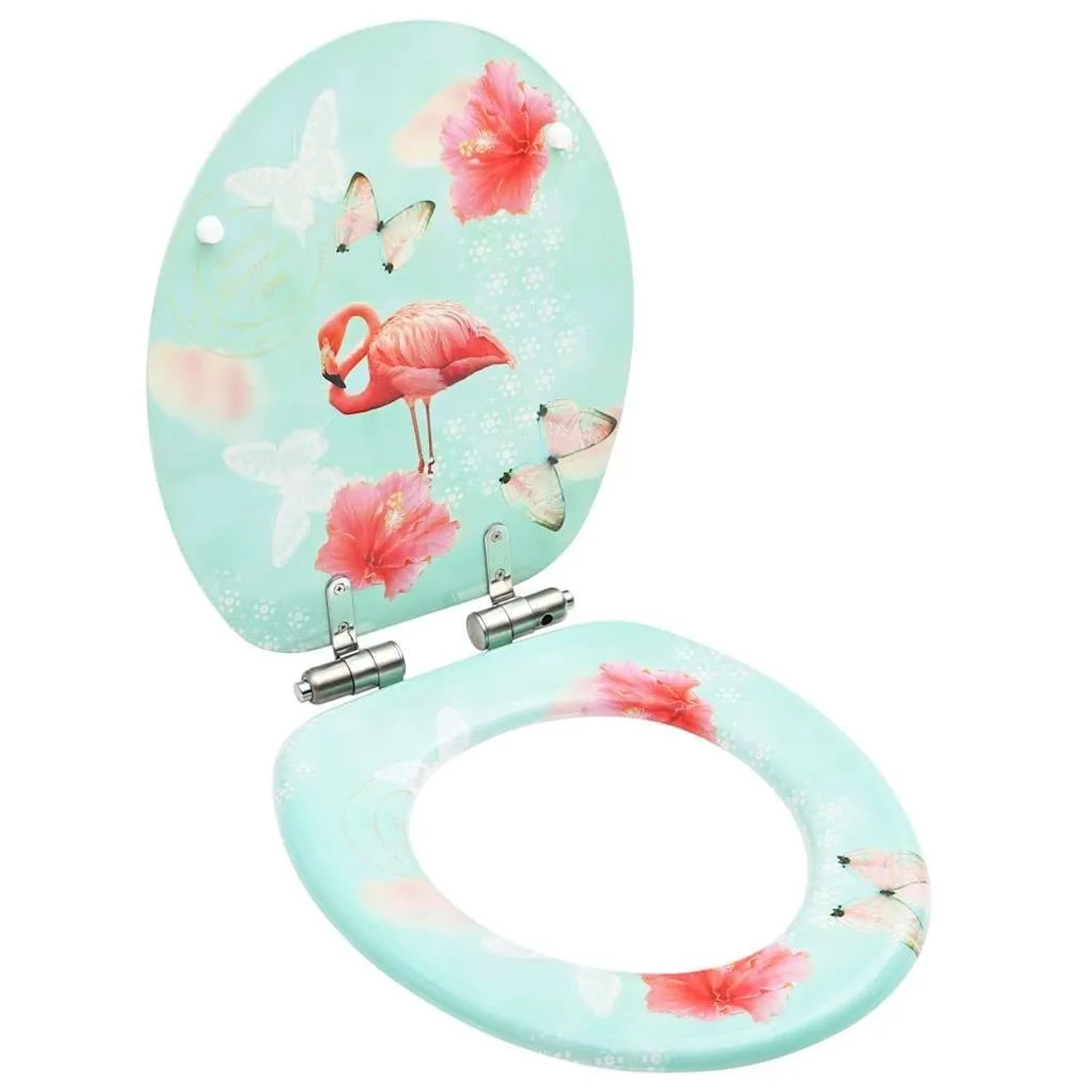 vidaXL Toilettensitz mit Soft-Close-Deckel MDF Flamingo-Design 146912