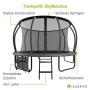 Juskys Trampolin SkyBounce L, schwarz/anthrazit, mit Sicherheitsnetz und Leiter.