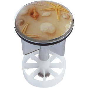 Waschbeckenstöpsel mit Strandmotiv (Muscheln, Seestern) für 38 mm Abfluss