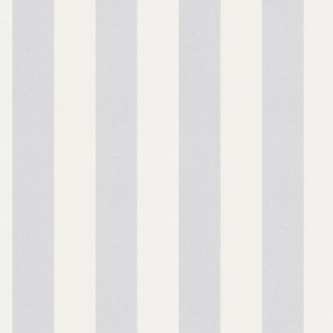 Überstreichbare Vliestapete mit Blockstreifen in Weiß und Grau.