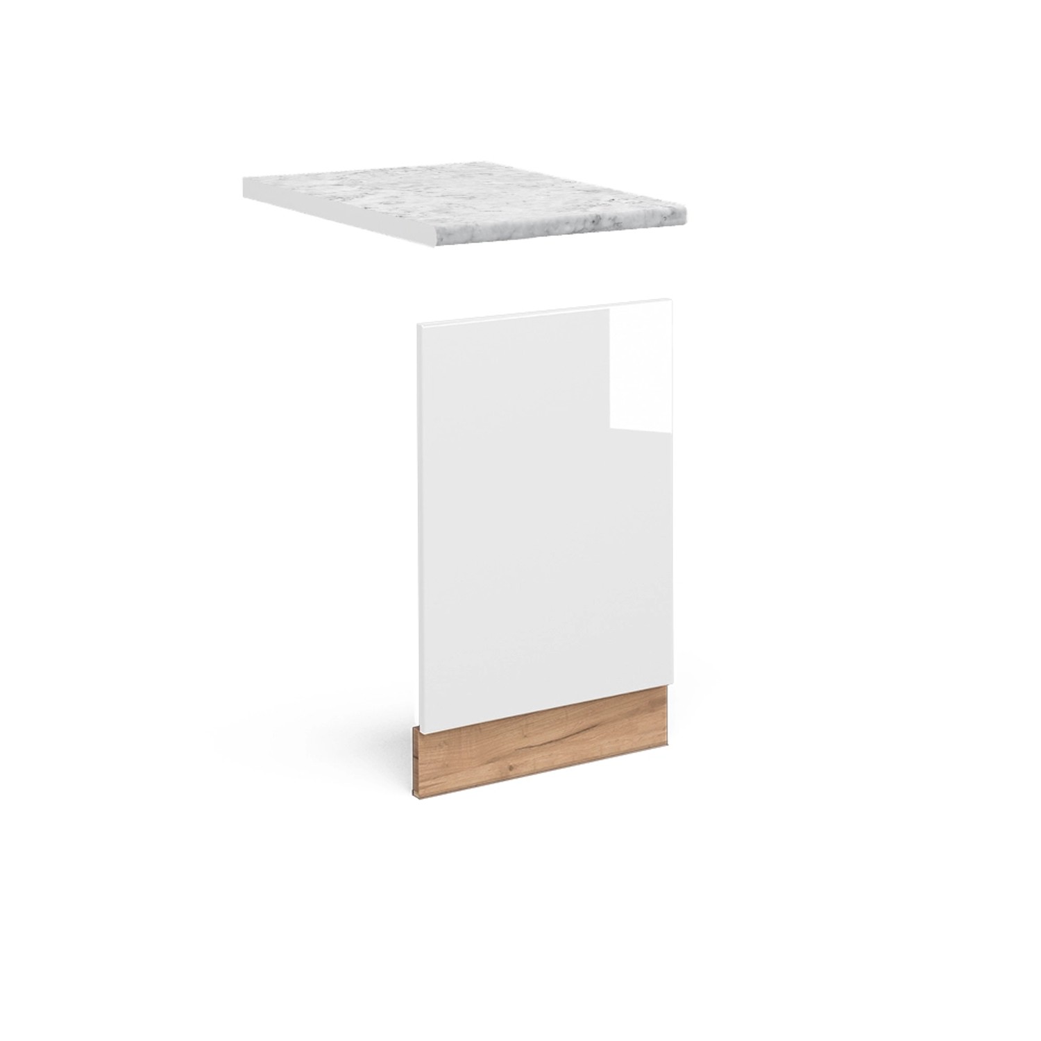 Vicco Frontblende Fame-Line Weiß Hochglanz/Goldkraft Eiche 45 cm AP Marmor