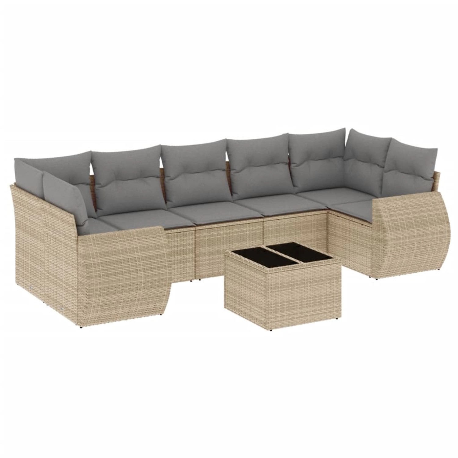 vidaXL 8-Tlg Garten-Sofagarnitur mit Kissen Beige Poly Rattan 3221138 günstig online kaufen