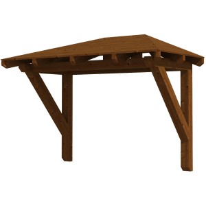 Skan Holz Vordach Wismar 1, Nussbaum lasiert, 258x126 cm. Haustürvordach aus Holz.