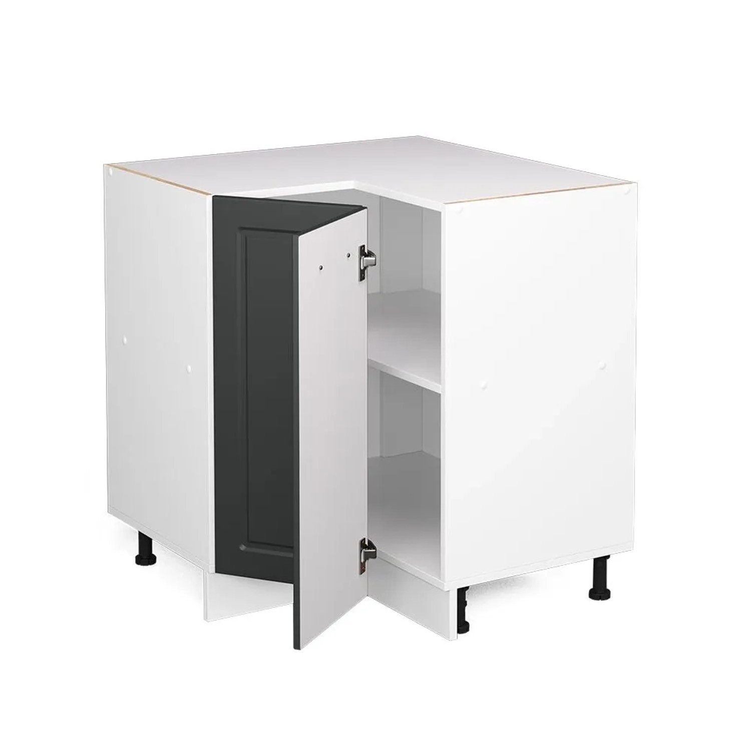 Vicco Eckunterschrank R-Line Anthrazit Landhaus Weiß 76 cm AP Eiche