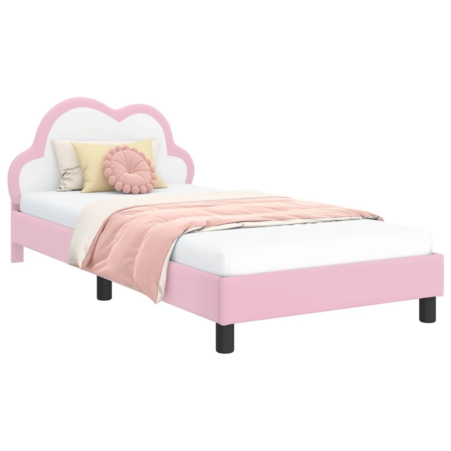vidaXL Kinderbettgestell mit Kopfteil Rosa 90 x 200 cm PU 42011185 günstig online kaufen