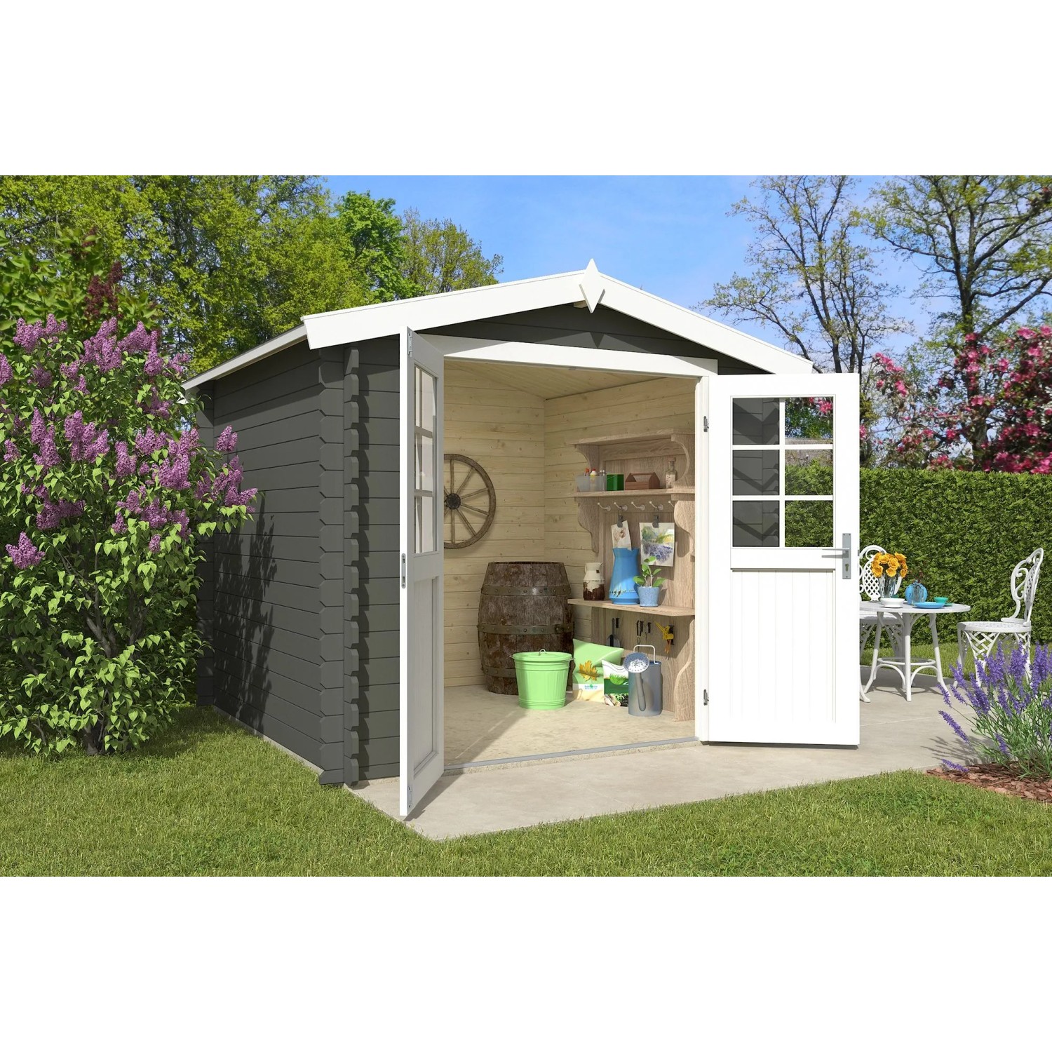 Lasita Gartenhaus Ingo 230 Grau-Grün 230 cm x 230 cm
