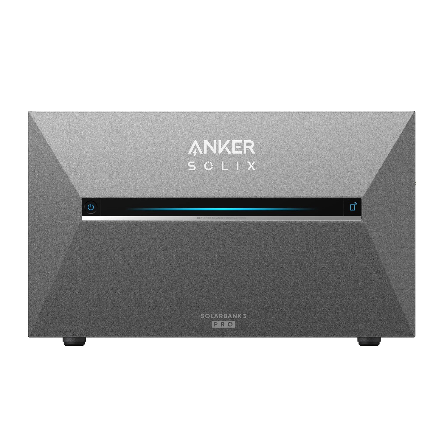 Anker Solix Solarbank 3 Pro für Balkonkraftwerk-Sets, graues Gehäuse.