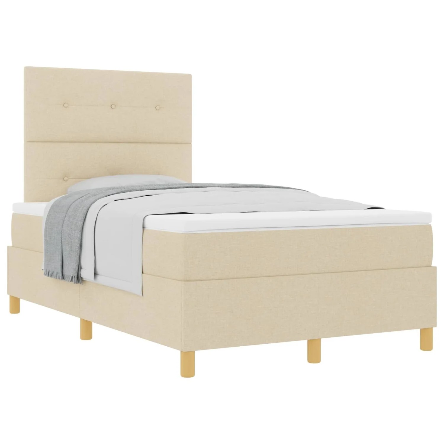 vidaXL Boxspringbett mit Matratze Creme 120 x 190 cm Stoff 3339607