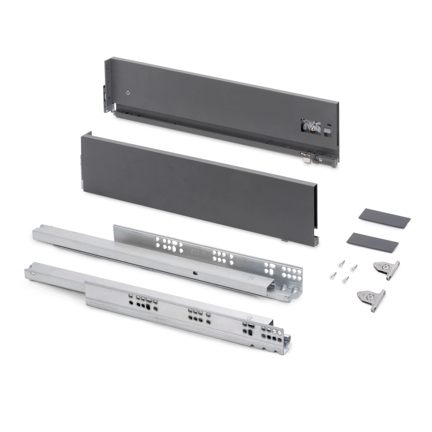 Emuca Aussenschublade Vertex mit 3D-Regelung Höhe 131 mm 40 kg Tiefe 350 mm Stahl Grau Anthrazit