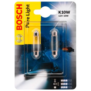 Bosch GLL Pure Light K10 W, 12V 10W, Autolampen im Doppelpack für Auto-Elektrik.